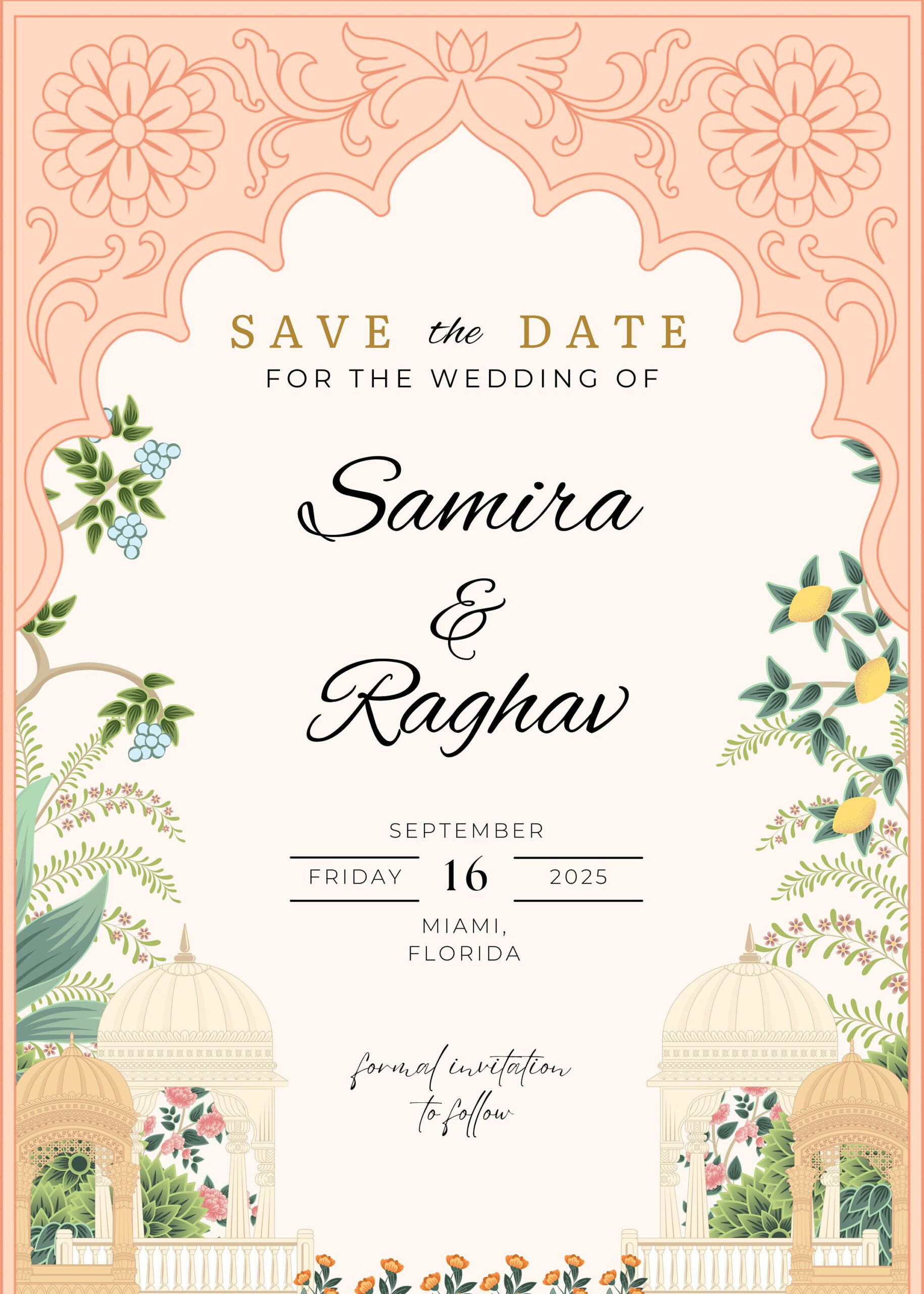 Customizable Indian Wedding Invitation Royal Indian Wedding Card Template Save the Date Sikh Invitat