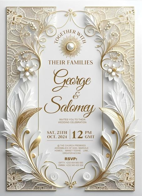 Elegant Floral Wedding Invitation Template | Premium AI-generated PSD