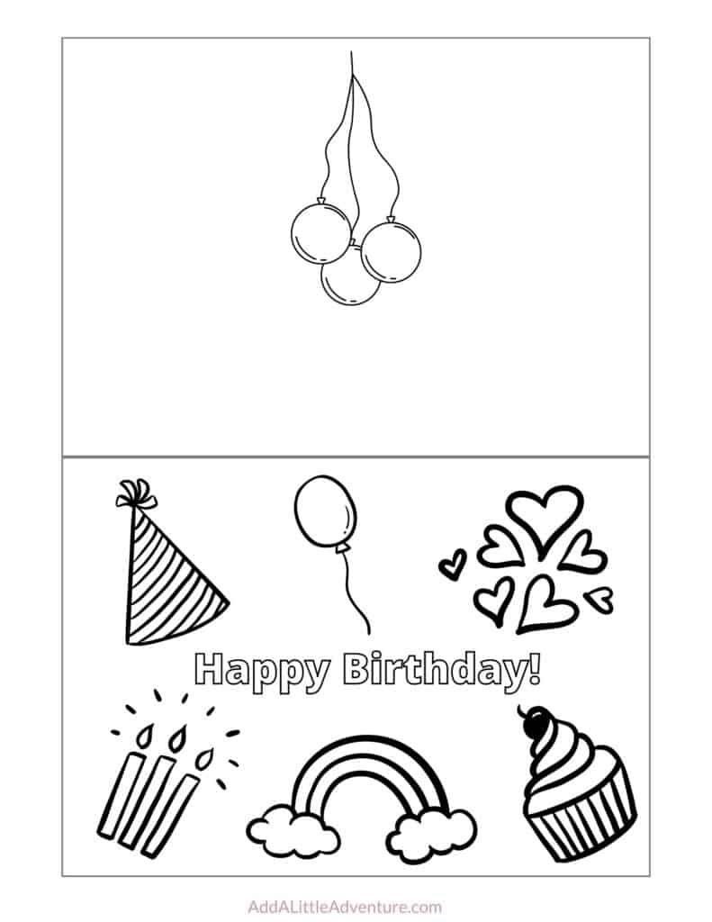 Foldable Printable Birthday Cards to Color - Add A Little Adventure Foldable Printable Birthday Cards to Color - Add A Little Adventure
