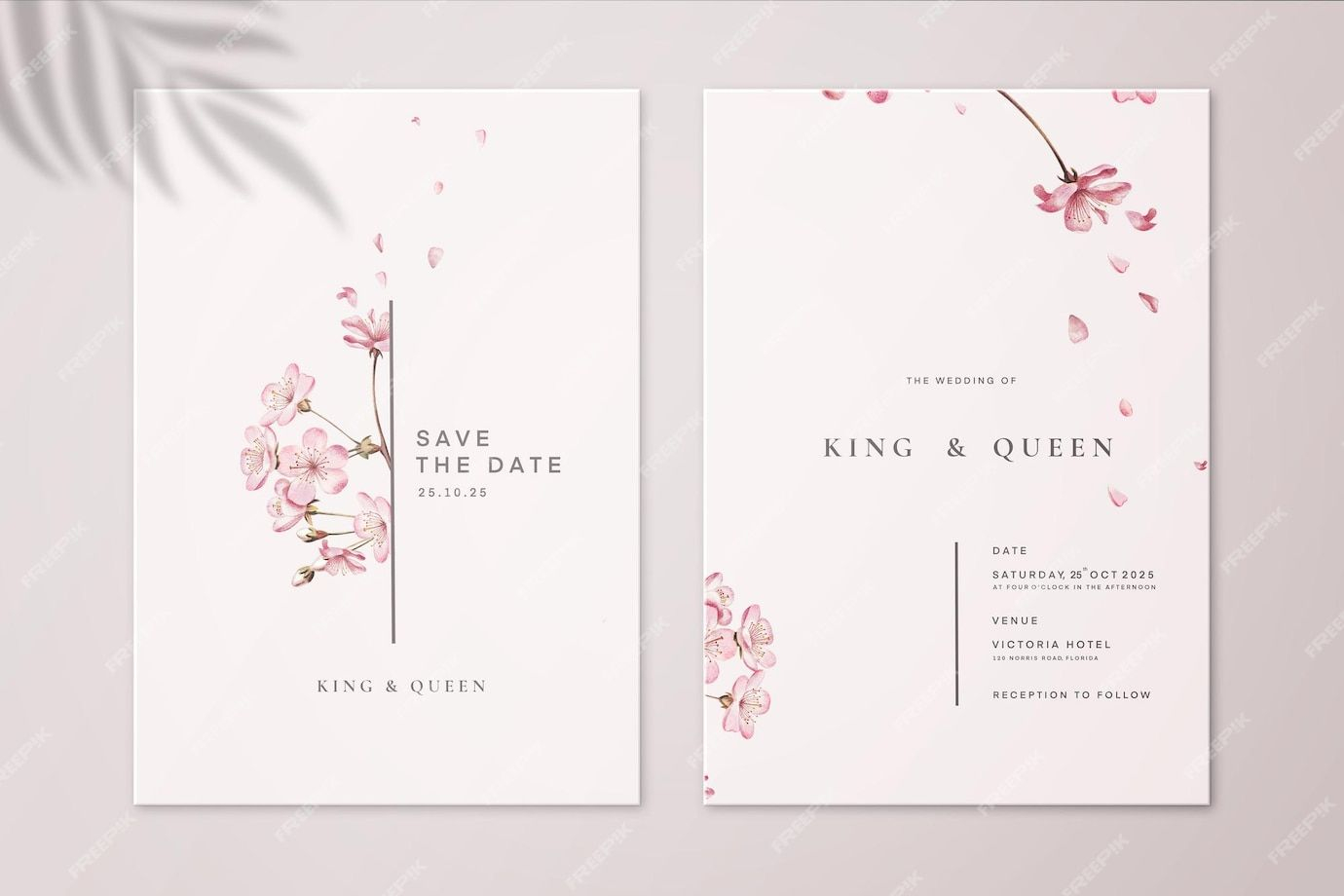 Premium PSD | Minimalist Floral Wedding Invitation and Save the Date with Sakura