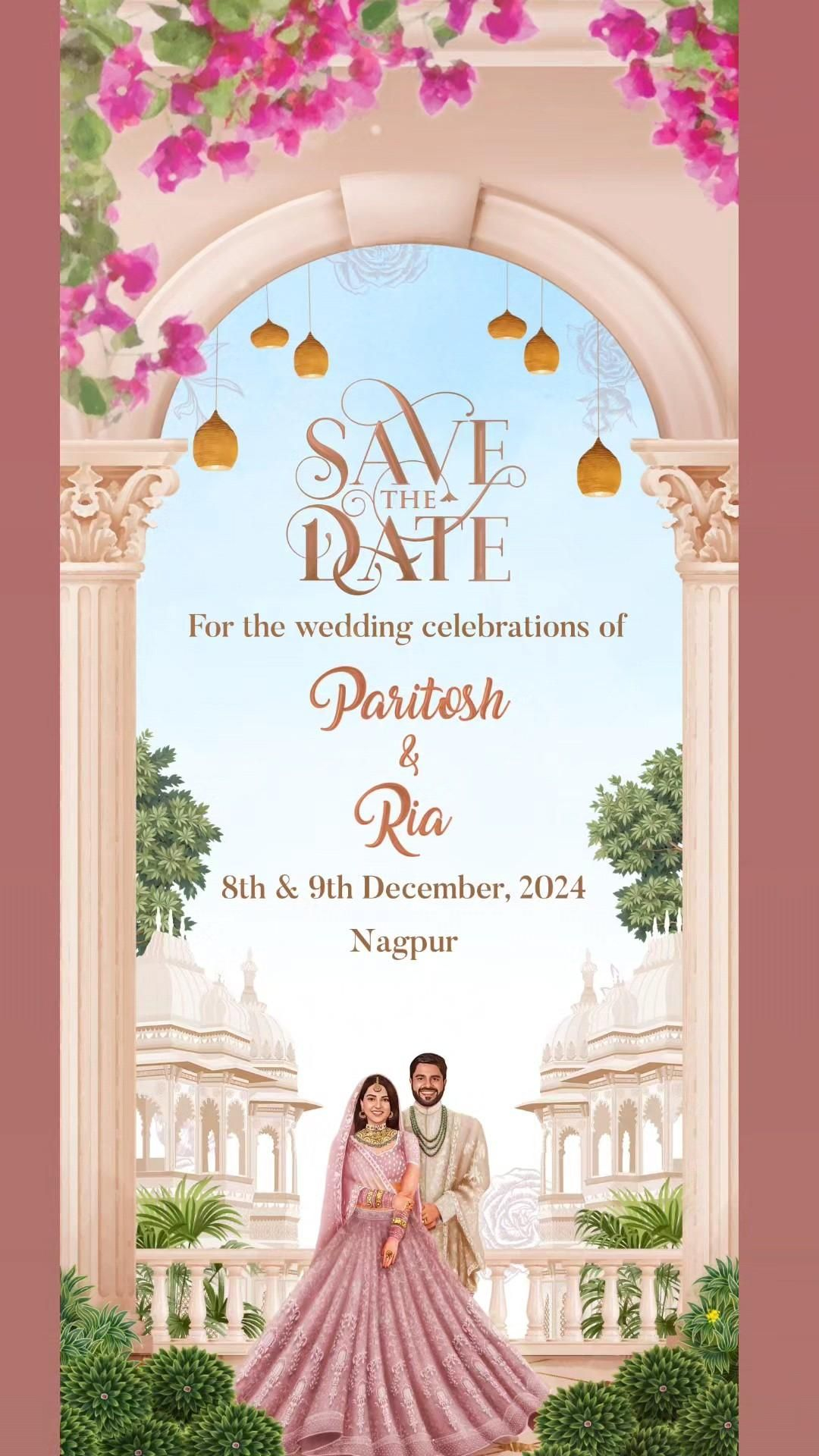 Traditional Save the Date Invite - Simayan Studios | Digital Invitations