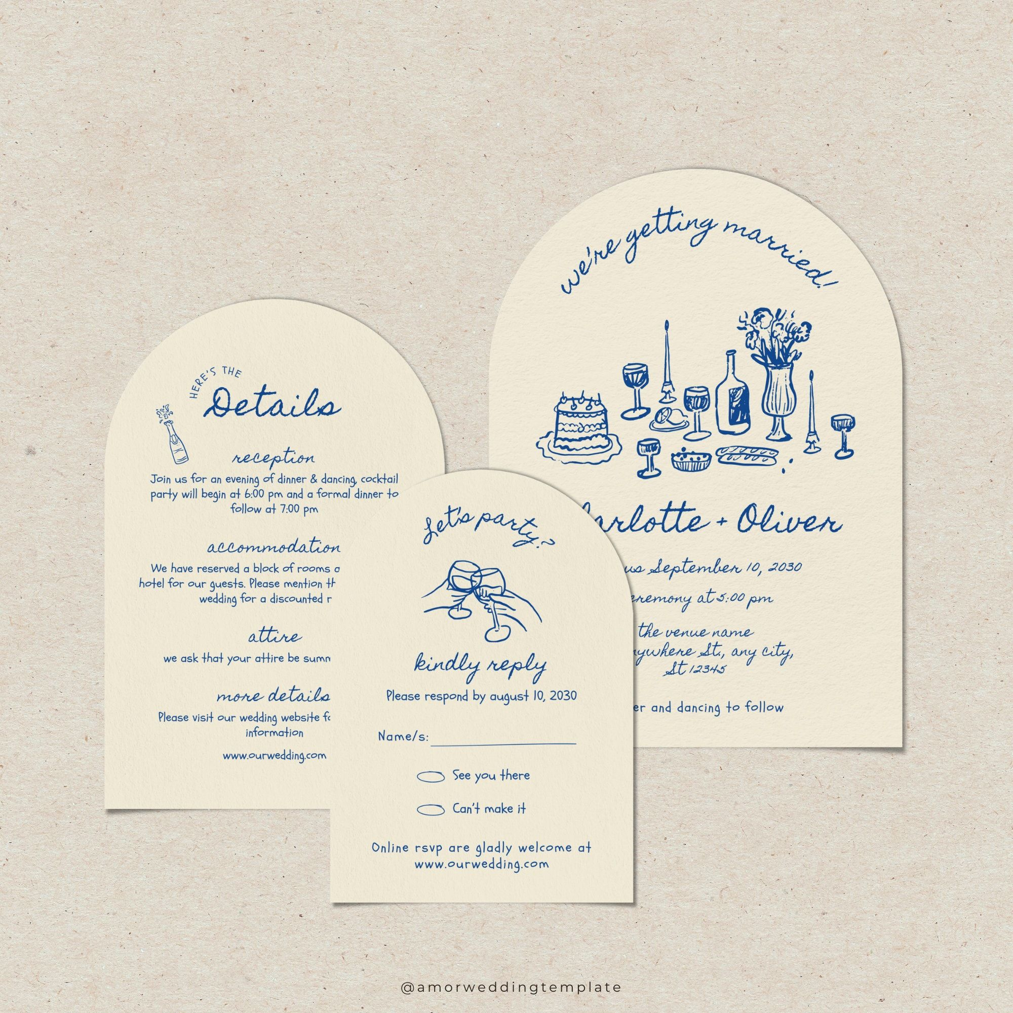 Wedding Invite Handwritten Arch Wedding Invite Suite Hand Drawn Wedding Invitation Funky Wedding Inv